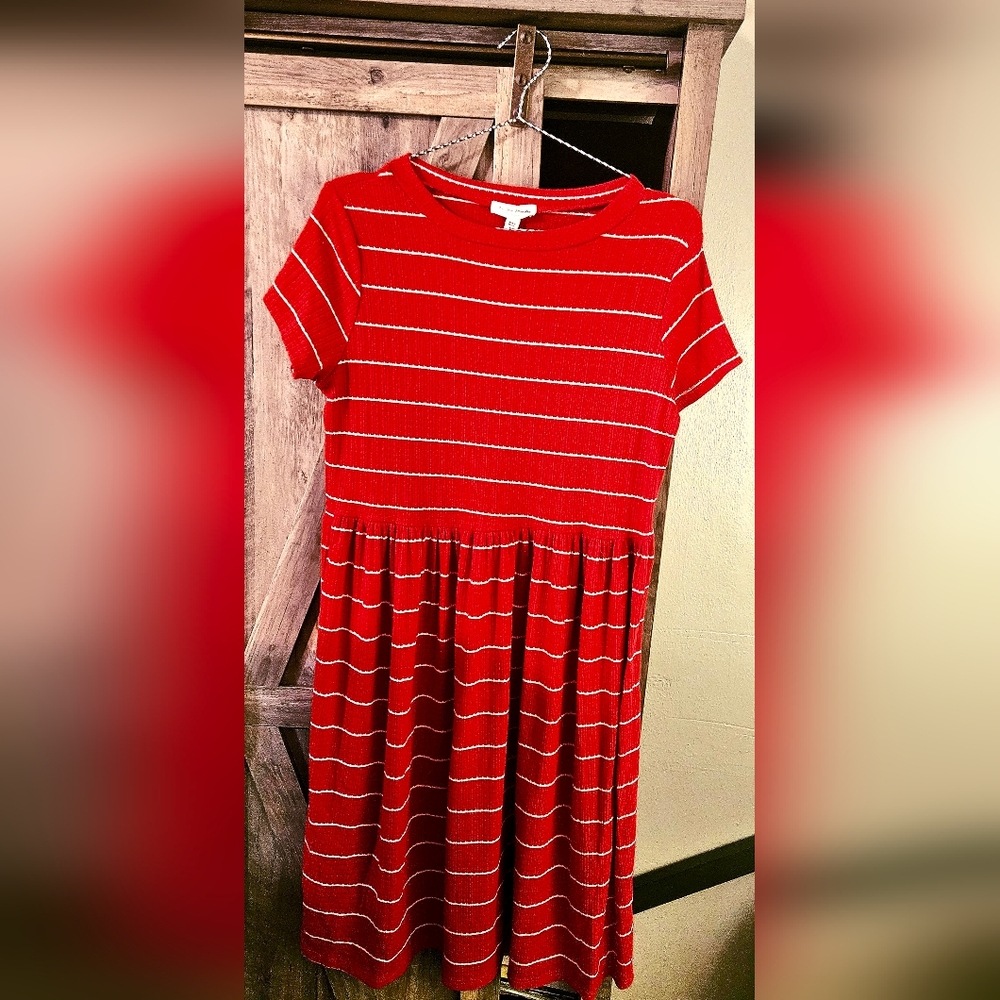 See You Monday Red Striped Dress